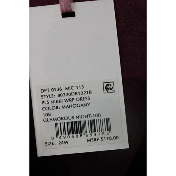 Alex Marie Women's Mahogany Plus Nikki Wrap Dress-Velvet-24W-New w/Tags - Picture 5 of 12